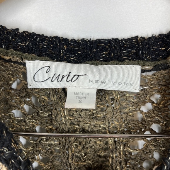 Curio New York Sweater Asymmetric Hem Olive Green Beige Wide Knit Women’s Small - Picture 8 of 8